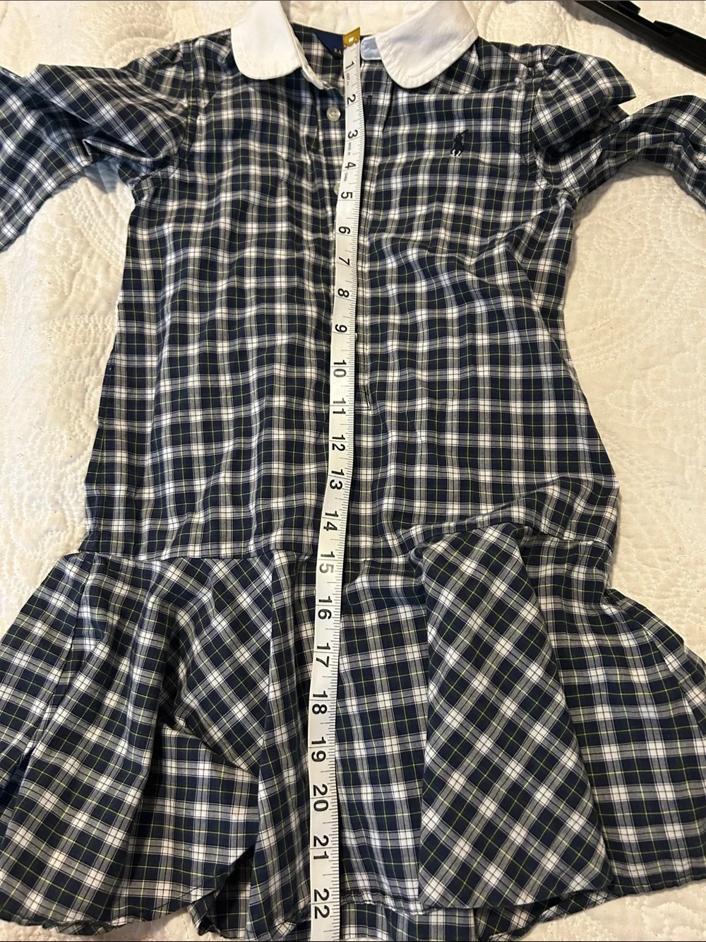 Polo by Ralph Lauren Navy & White Plaid Peter Pan Collar Dress